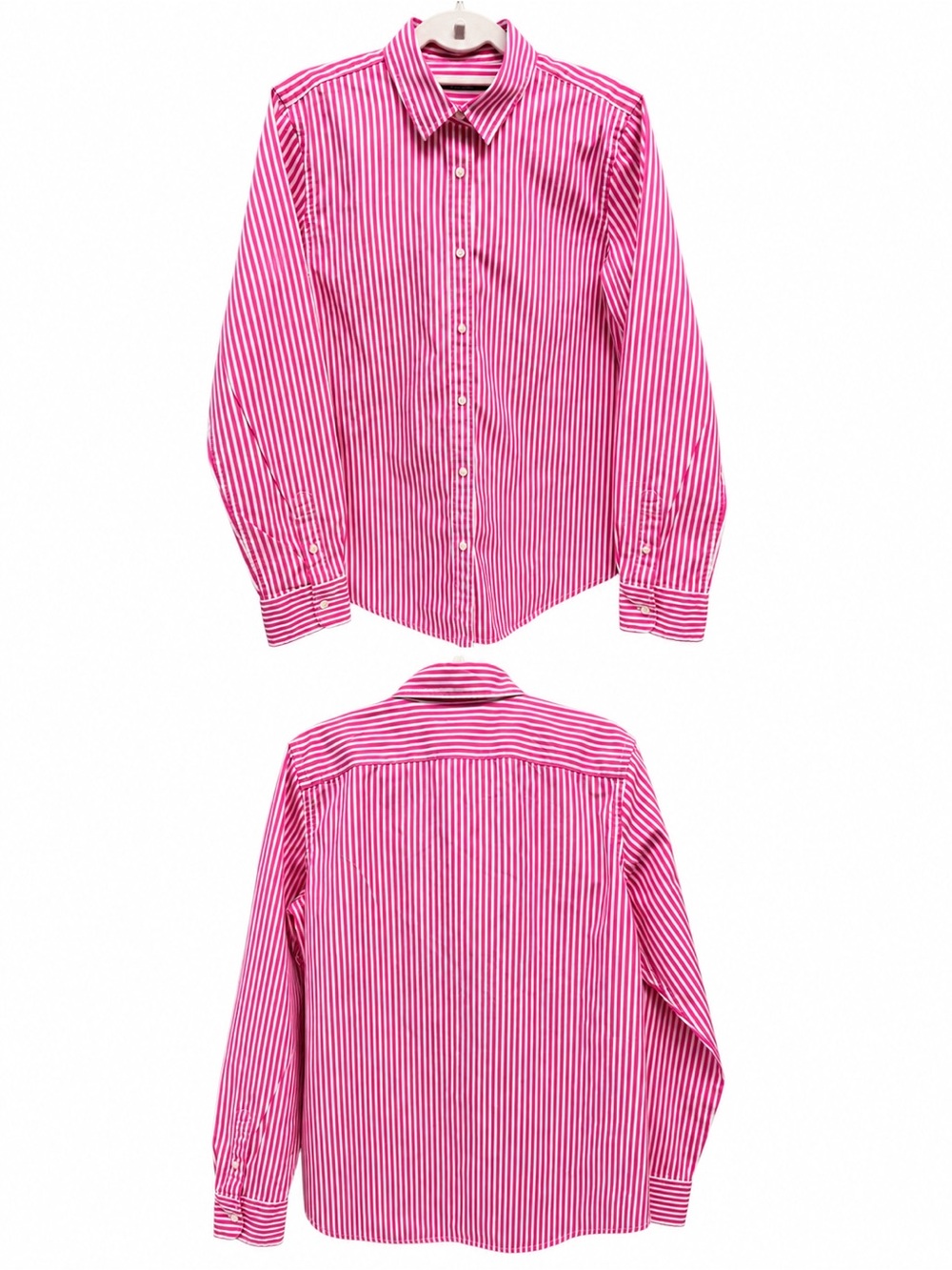Lauren Ralph Lauren Woman sz 12 L Pin Striped pink Collared button down EUC